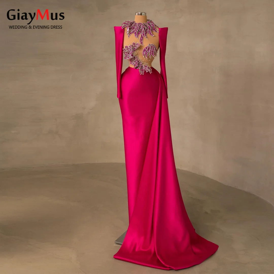 Fuchsia Celebrity Dresses Long Sleeves Evening Dress Sexy Beaded Dubai Turkey Prom Gowns Mermaid Birthday Formal Occasion Dress
Fuchsia Celebrity Dresses Long Sleeves Evening Dress Sexy Beaded Dubai Turkey Prom Gowns Mermaid Birthday Formal Occasion Dress