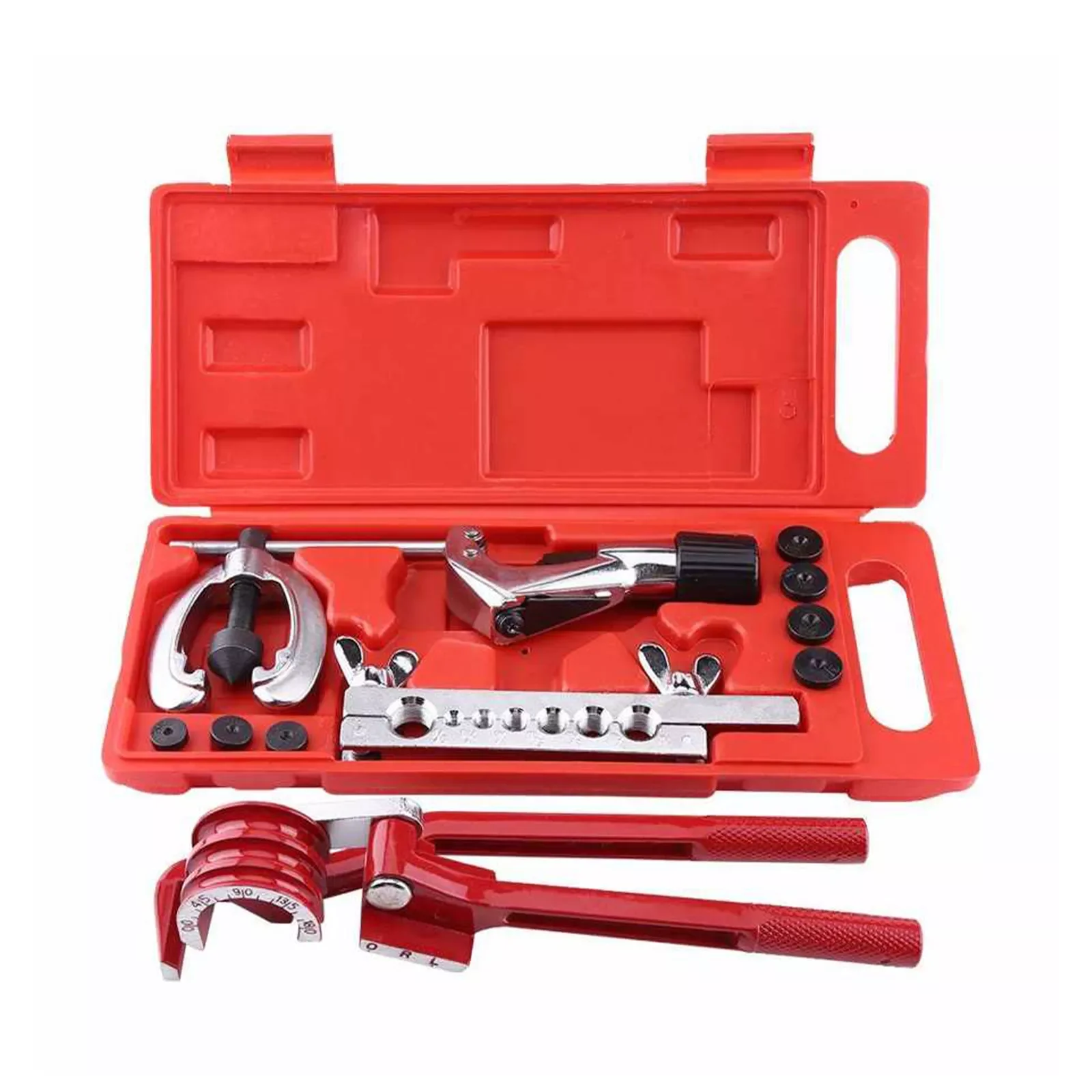 11pcs Pipe Flaring Kit Brake Fuel Tube Repair Flare Kit With Cutter Bending Tool Set For Cutting Flaring Tools for Refrigeration
11pcs Pipe Flaring Kit Brake Fuel Tube Repair Flare Kit With Cutter Bending Tool Set For Cutting Flaring Tools for Refrigeration