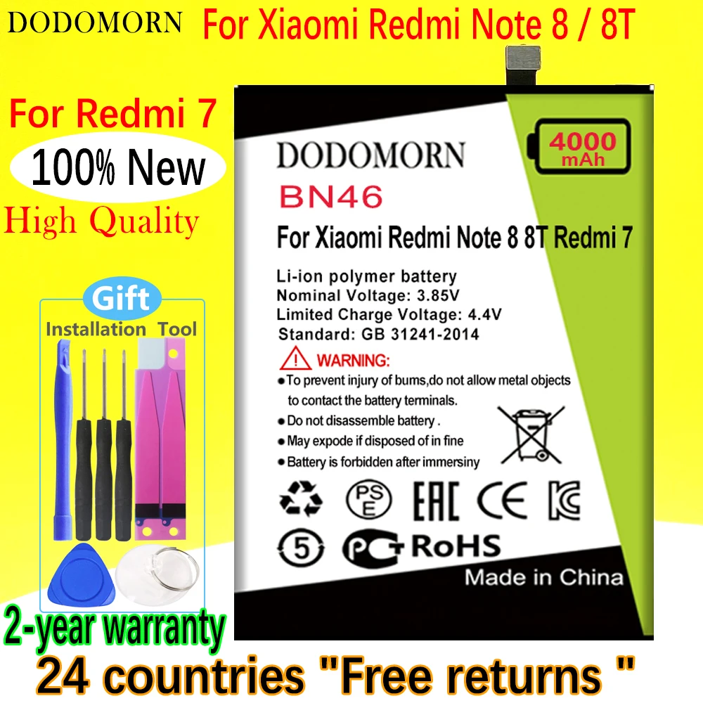 Аккумулятор DODOMORN BN46 для смартфона Xiaomi Redmi Note 8 8T Redmi 7/умная искусственная кожа высокого качества + номер отслеживания
Аккумулятор DODOMORN BN46 для смартфона Xiaomi Redmi Note 8 8T Redmi 7/умная искусственная кожа высокого качества + номер отслеживания