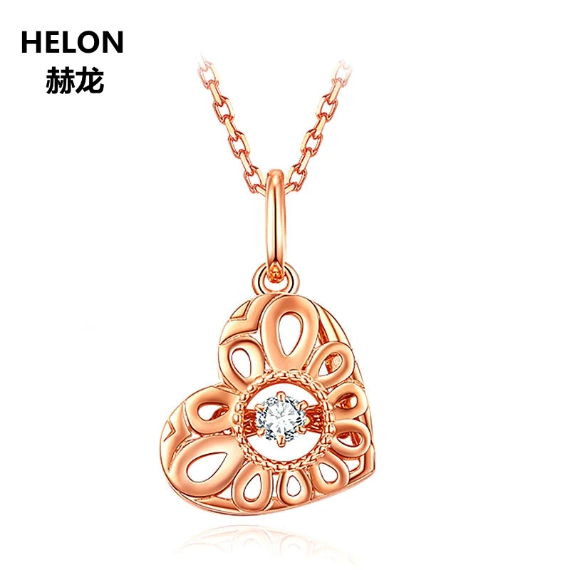 

Solid 18k Rose Gold Women Pendant Necklace 0.035ct SI/H Natural Diamonds Pendant Heart Romantic Fine Jewelry Gift