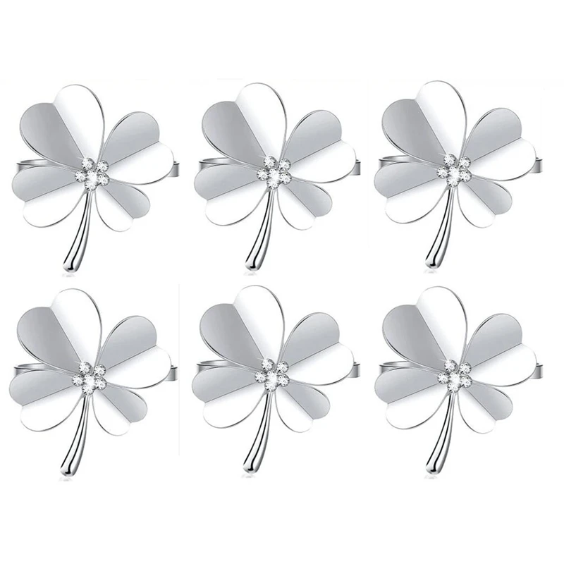 6 шт., кольцо для салфеток в виде клевера 
6 шт., кольцо для салфеток в виде клевера