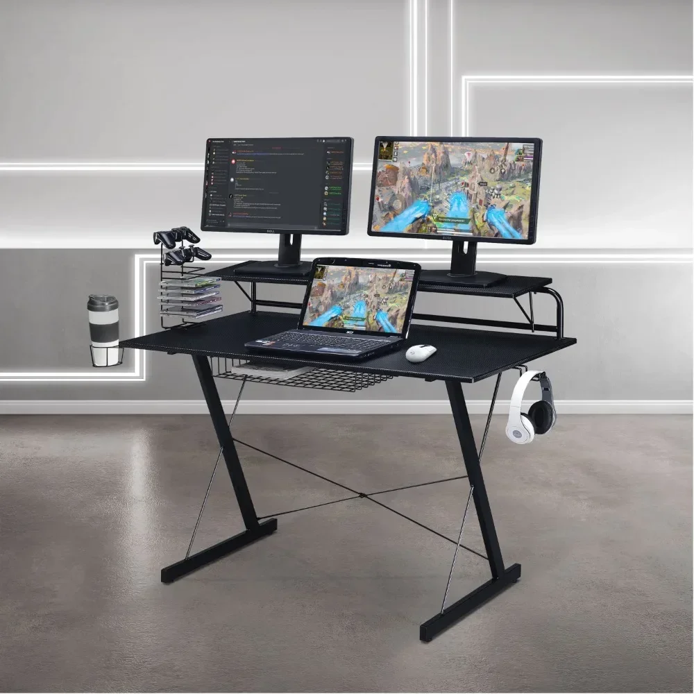 Carbon Computer Gaming Desk With Shelving Mesa Gamer Table for Pc Laptop Stand
Carbon Computer Gaming Desk With Shelving Mesa Gamer Table for Pc Laptop Stand