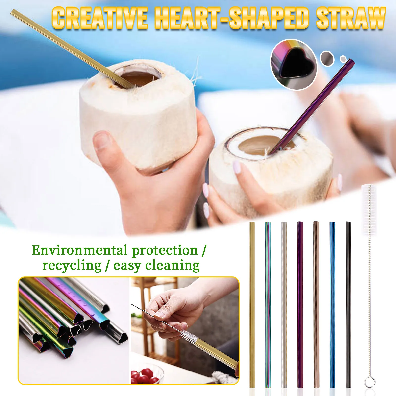 uublik Kitchen tools for Human Metal Drinking Straws Heart Shaped Reusable Straight Drinks Straws
uublik Kitchen tools for Human Metal Drinking Straws Heart Shaped Reusable Straight Drinks Straws