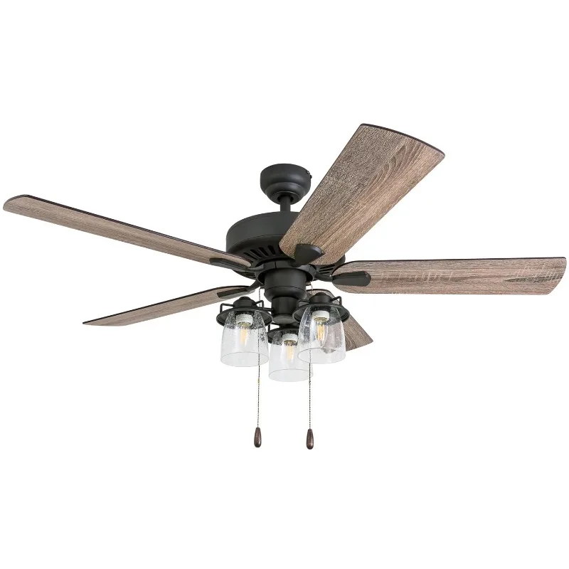 

Prominence Home 50585-35 Briarcrest Farmhouse 52-Inch Aged Bronze Indoor Ceiling Fan with 5 Barnwood, Tumbleweed Blades