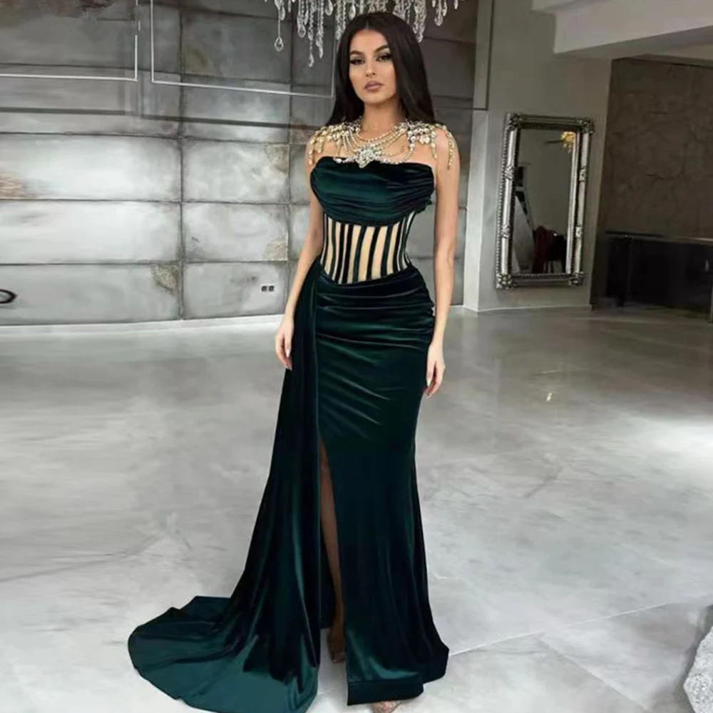 EOENKKY Velvet Evening Dresses 2022 Women Illusion Sexy Long Celebrity Gowns Side Split Mermaid Prom Party Dress Robe De Soiree
EOENKKY Velvet Evening Dresses 2022 Women Illusion Sexy Long Celebrity Gowns Side Split Mermaid Prom Party Dress Robe De Soiree