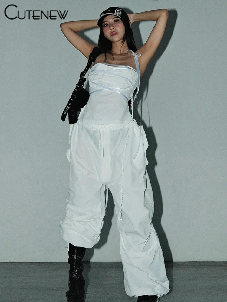 Cutenew Women Halter Two Piece Set Pockets Sleeveless Lace-up Bandage Tops Vest +Skinny Hipster Flared Pants Female Outfit Suit 
Cutenew Women Halter Two Piece Set Pockets Sleeveless Lace-up Bandage Tops Vest +Skinny Hipster Flared Pants Female Outfit Suit