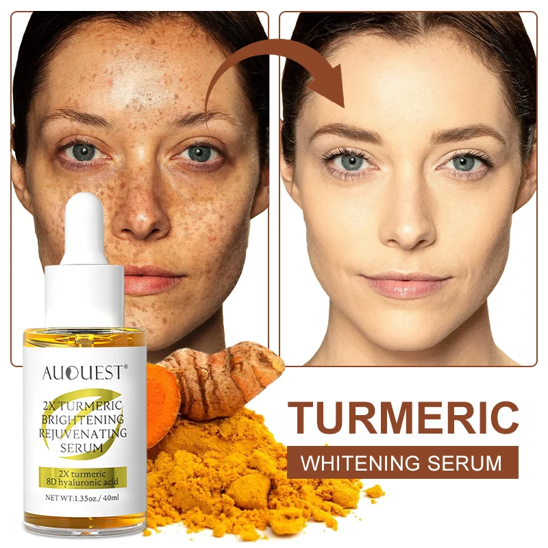 

AUQUEST Turmeric Freckle Whitening Serum Face Skin Care Dark Spot Remover Melasma Lightening Hyaluronic Acid Facial Essence 40ml