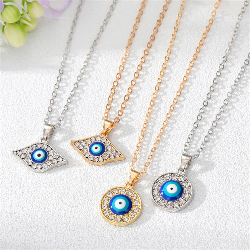 Fashion Turkish Evil Eye Pendant Necklace For Women Men Shiny Rhinestone Blue Evil Eyes Clavicle Chain Choker Trendy Jewelry
Fashion Turkish Evil Eye Pendant Necklace For Women Men Shiny Rhinestone Blue Evil Eyes Clavicle Chain Choker Trendy Jewelry