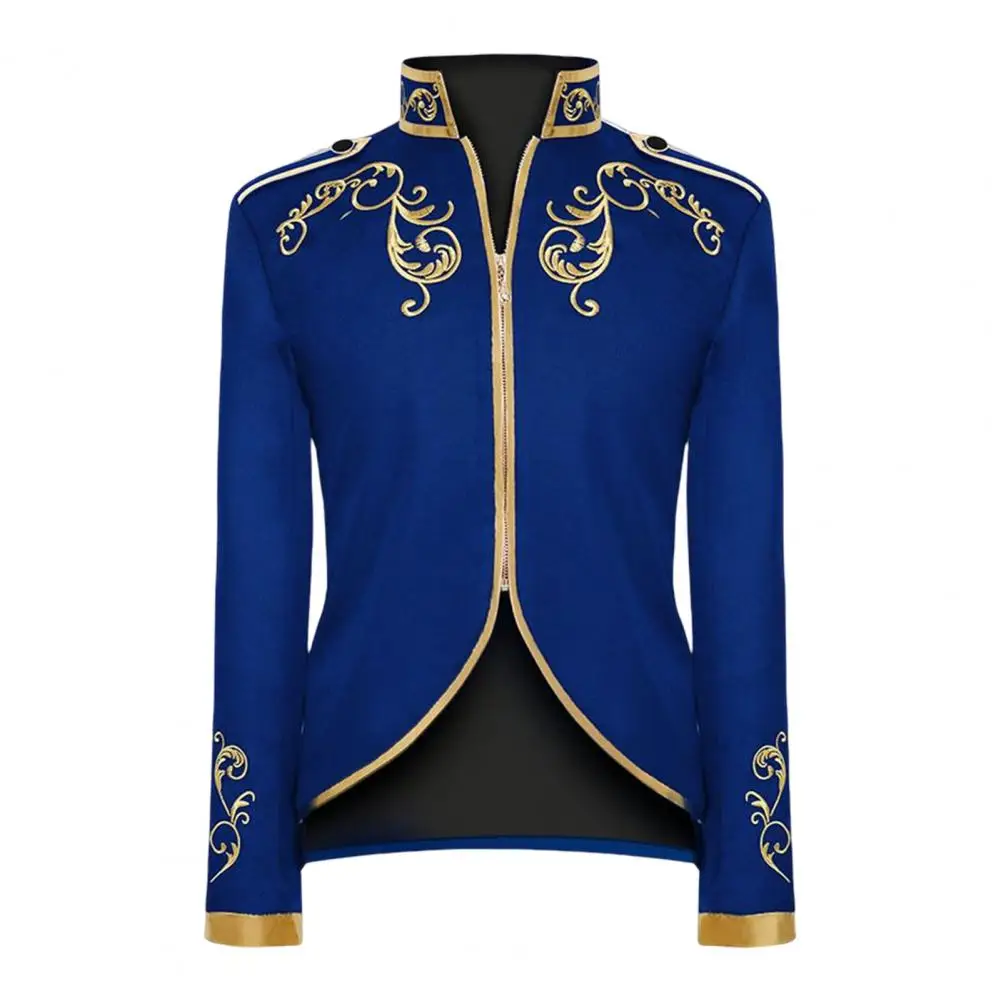 Plus Size Halloween Men Coat Retro Contrast Color Embroidery Slim Irregular Bottom Vintage Jacket for Performance 
Plus Size Halloween Men Coat Retro Contrast Color Embroidery Slim Irregular Bottom Vintage Jacket for Performance