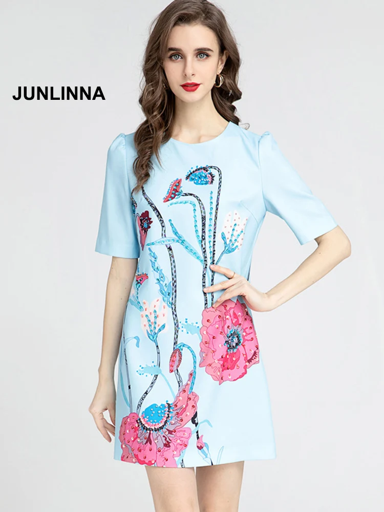 JUNINNA Women Ethnic Dress 202 Summer New Fixed Position Printed and Beading Vestidos Crew Neck Short Sleeve Loose Dresses
JUNINNA Women Ethnic Dress 202 Summer New Fixed Position Printed and Beading Vestidos Crew Neck Short Sleeve Loose Dresses