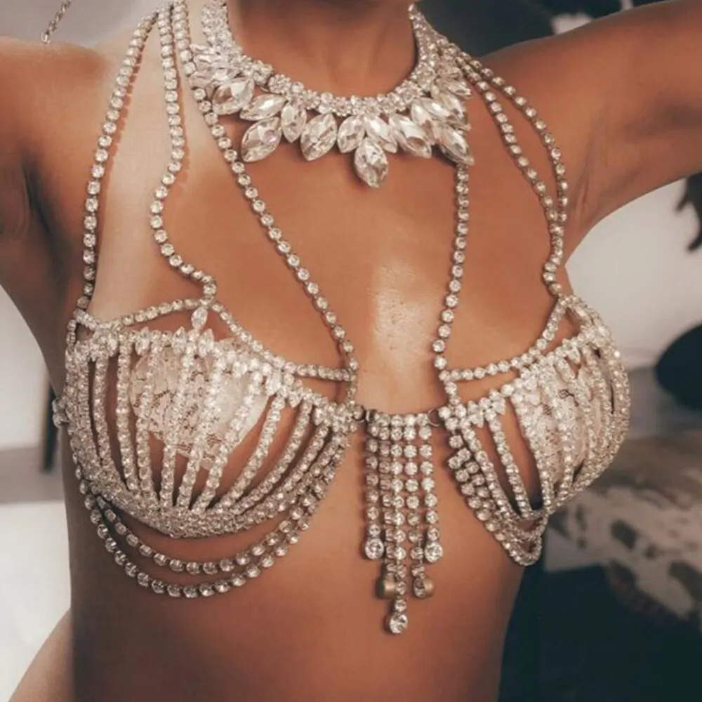 Sexy Shell Tassel Rhinestone Chic Women's Lingerie Body Chain Top Water Drop Crystal Shiny Chest Bra Bikini Sling Jewelry
Sexy Shell Tassel Rhinestone Chic Women's Lingerie Body Chain Top Water Drop Crystal Shiny Chest Bra Bikini Sling Jewelry