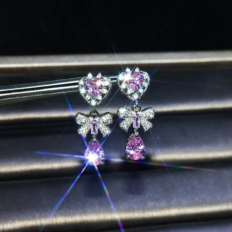 Fashion and Refreshing Design Pink Cubic Zirconia Retro Ocean Heart Bow Earrings for Women Sweet Temperament Ladies Earrings
Fashion and Refreshing Design Pink Cubic Zirconia Retro Ocean Heart Bow Earrings for Women Sweet Temperament Ladies Earrings