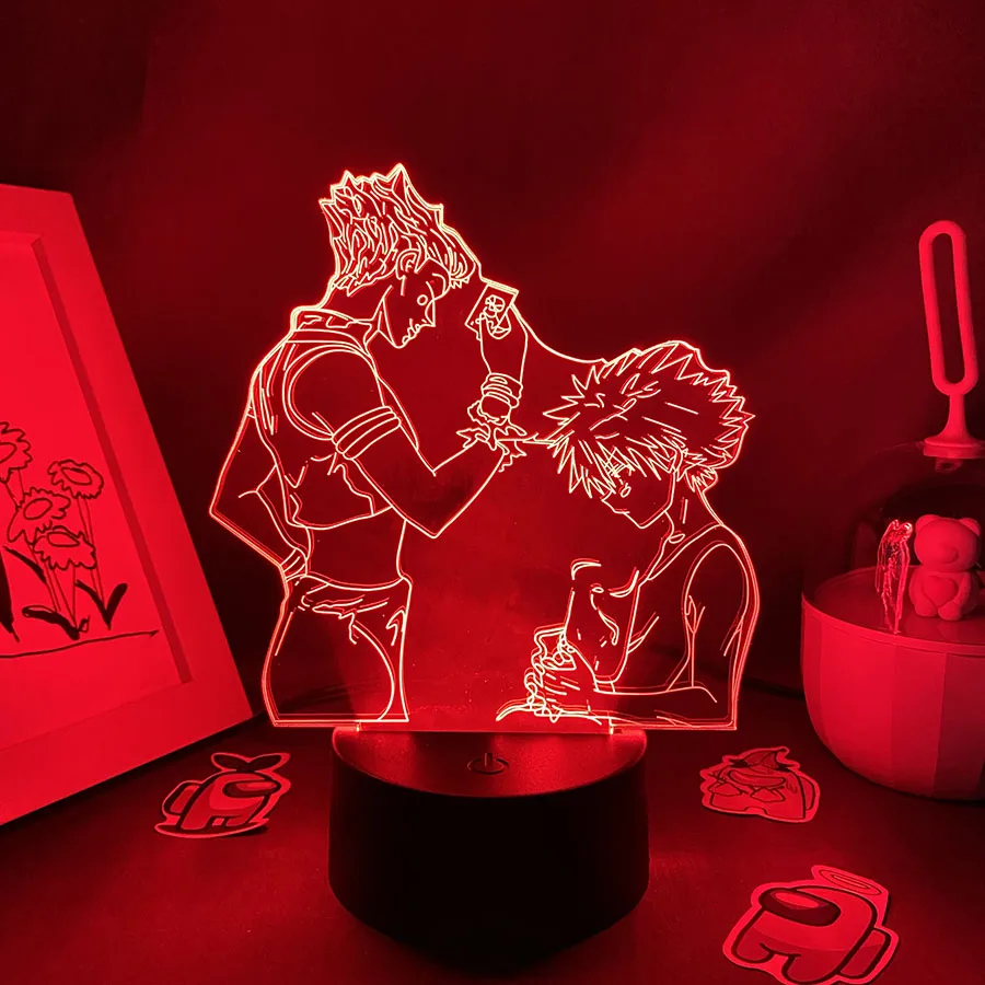 Hunter x Аниме Фигурка Hisoka And Killua Zoldyck 3D светодиодный неоновый ночсветильник подарок