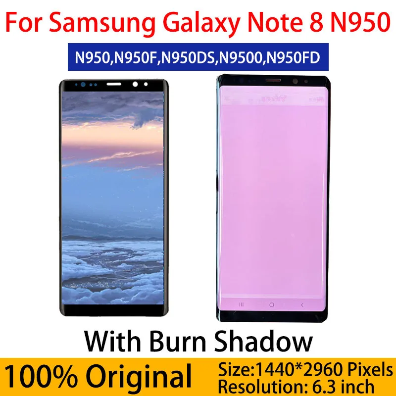 Оригинальный AMOLED-дисплей с рамкой для Samsung Galaxy NOTE 8, ЖК-дисплей N950U N950F, сенсорный экран note8, экран в сборе с подсветкой
Оригинальный AMOLED-дисплей с рамкой для Samsung Galaxy NOTE 8, ЖК-дисплей N950U N950F, сенсорный экран note8, экран в сборе с подсветкой