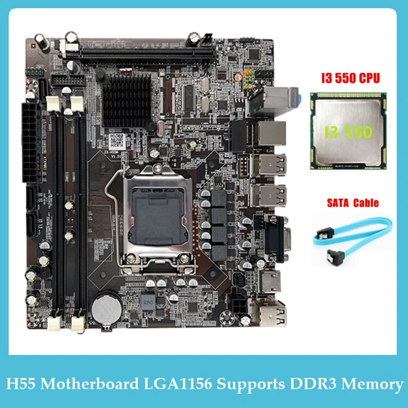 Материнская плата H55 LGA1156 с поддержкой I3 530 I5 760, процессор DDR3, материнская плата для компьютера + Процессор I3 550 + кабель SATA
Материнская плата H55 LGA1156 с поддержкой I3 530 I5 760, процессор DDR3, материнская плата для компьютера + Процессор I3 550 + кабель SATA