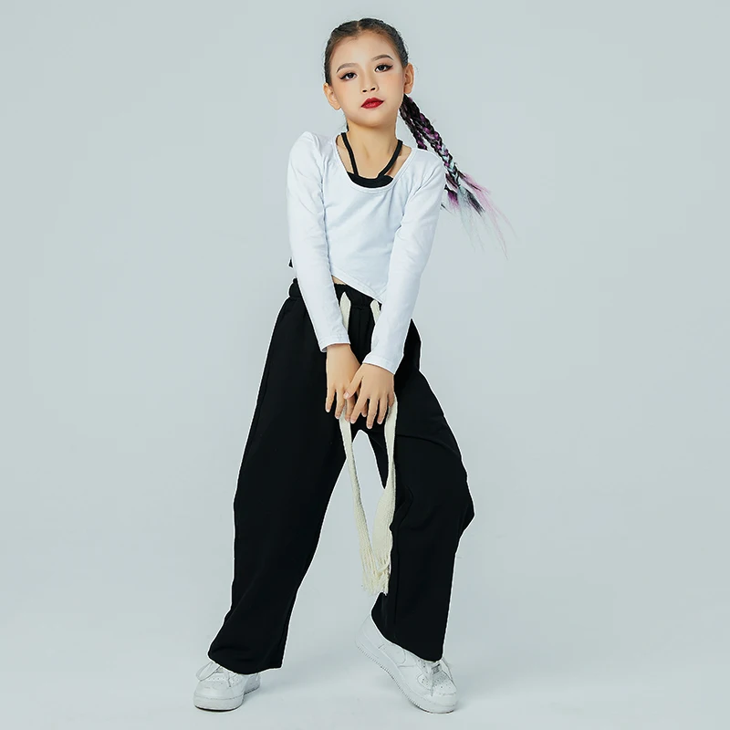 Jazz Dance Costumes For Kids Girls White Long Sleeved Loose Pants Suit Ballroom Hip Hop Dance Clothing Street Dance Wear 120-170
Jazz Dance Costumes For Kids Girls White Long Sleeved Loose Pants Suit Ballroom Hip Hop Dance Clothing Street Dance Wear 120-170