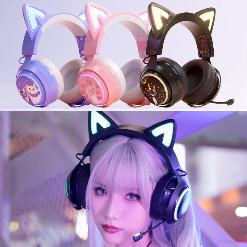 

GS510 3.5MM Gaming Wired Headset Helmets with Cable Mic Earphone Pink/Black/purple Headphone for PS5/PS4/PC/Phone Cellular Gamer