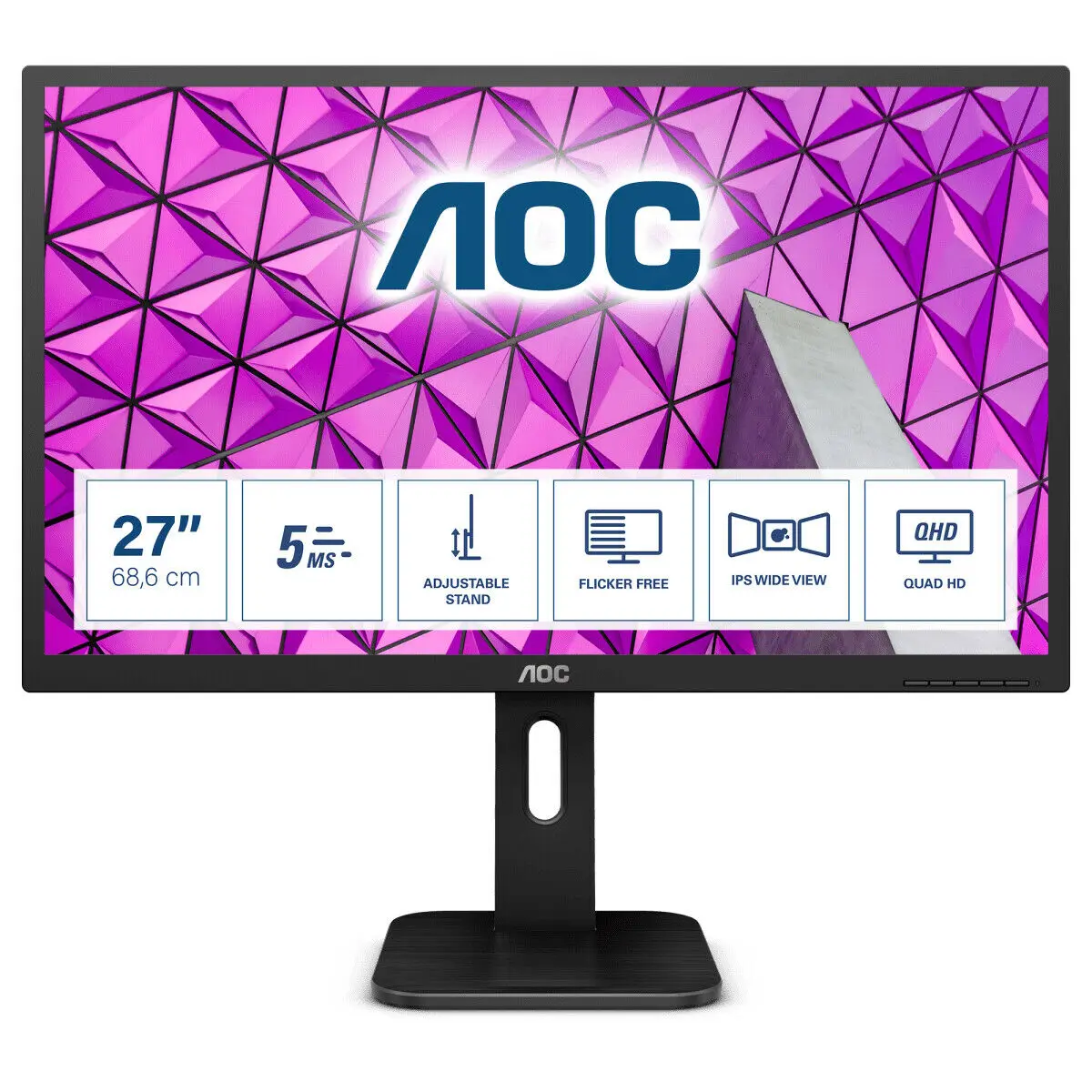 AOC P1 Q27P1 computer monitor 68.6 cm (27") 2560 x 1440 pixels Quad HD LED Black
AOC P1 Q27P1 computer monitor 68.6 cm (27") 2560 x 1440 pixels Quad HD LED Black