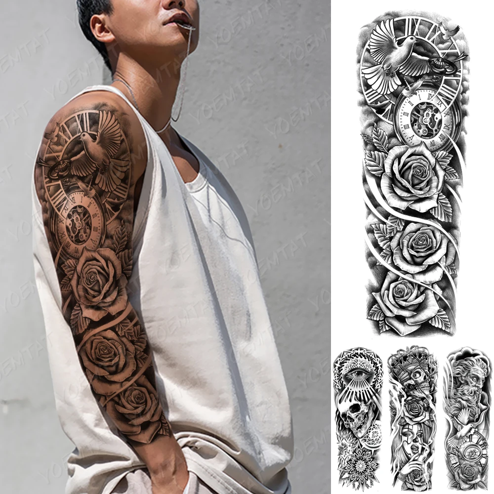 Large Full Arm Sleeve Waterproof Temporary Tattoo Sticker Clock Peace Dove Rose Flower Leaf Body Art Fake Tatto For Men Women
Large Full Arm Sleeve Waterproof Temporary Tattoo Sticker Clock Peace Dove Rose Flower Leaf Body Art Fake Tatto For Men Women