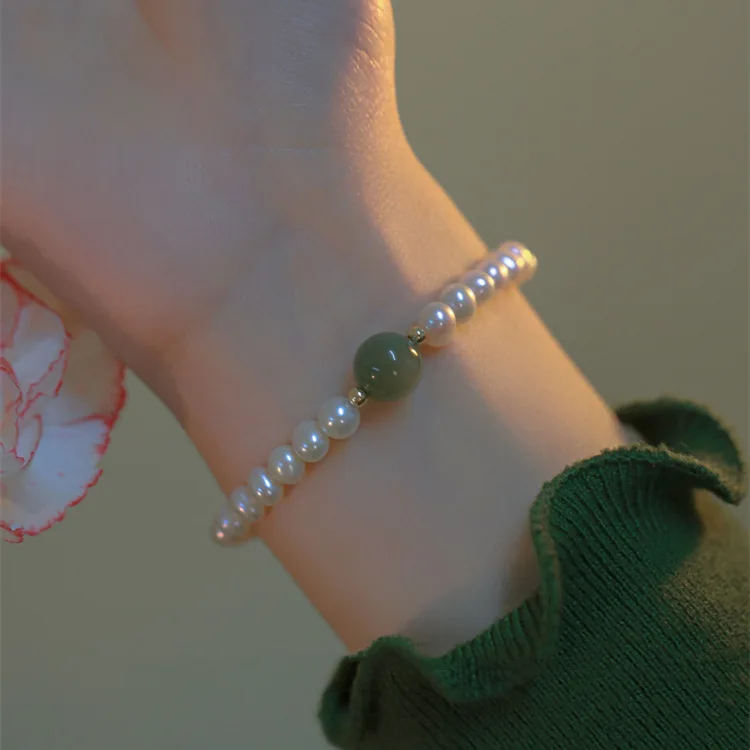 

Новое поступление 100% натуральный нефритовый и пресноводный жемчуг 14K позолоченный дамский браслет ювелирные изделия для женщин Подарки на день рождения