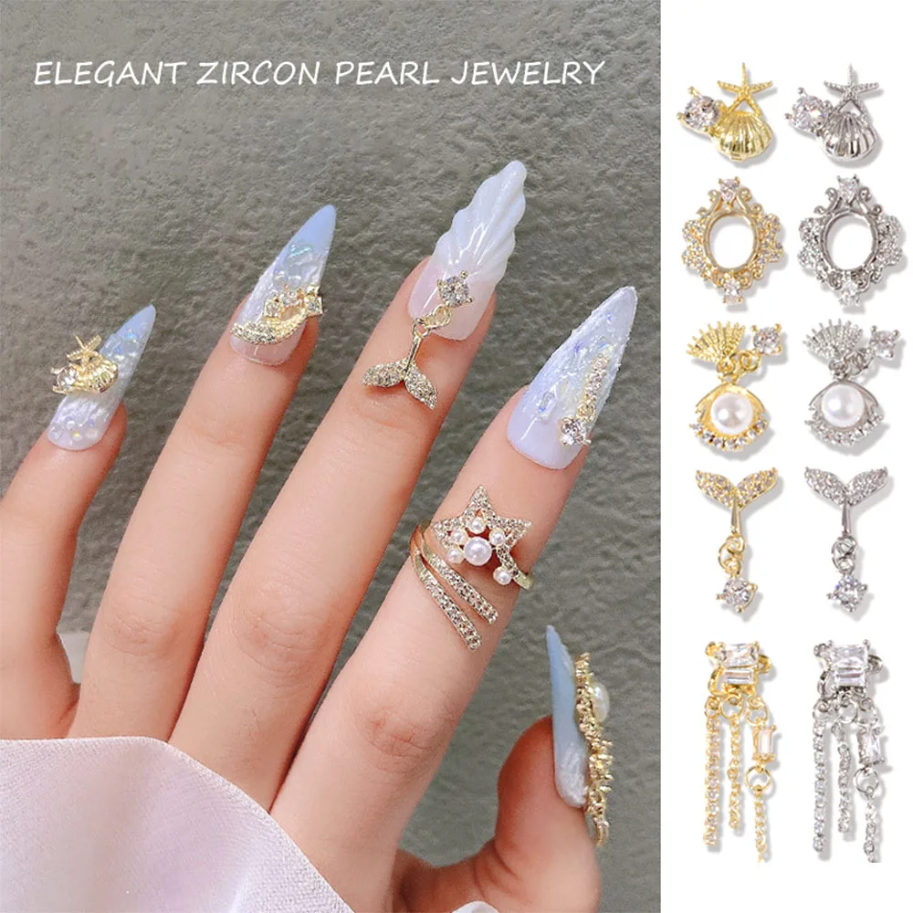 Aqua Metal Marine Zircon Nail Jewelry Sea Shell Clam Pendant Charms New Mermaid Tail Dangle Crystal Luxury Design Nail Tip Alloy
Aqua Metal Marine Zircon Nail Jewelry Sea Shell Clam Pendant Charms New Mermaid Tail Dangle Crystal Luxury Design Nail Tip Alloy
