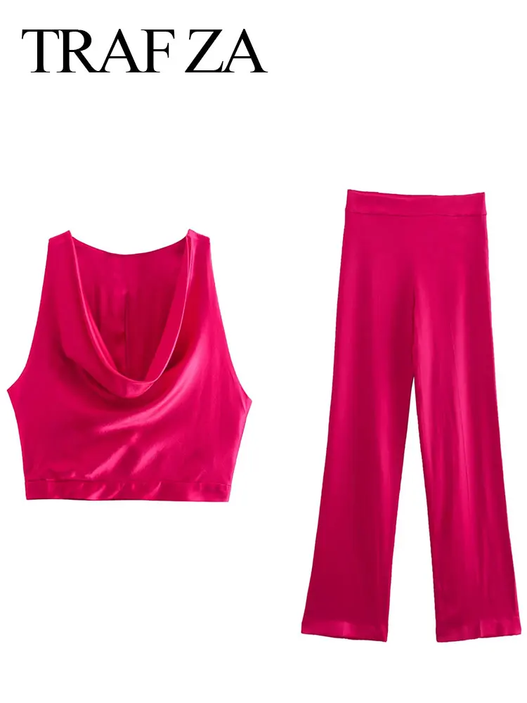 TRAF ZA Swing Collar Vest Drape Long Wide Leg Pants Summer Fashion Women's Clothing High Street Temperament Trend Wear Suit
TRAF ZA Swing Collar Vest Drape Long Wide Leg Pants Summer Fashion Women's Clothing High Street Temperament Trend Wear Suit
