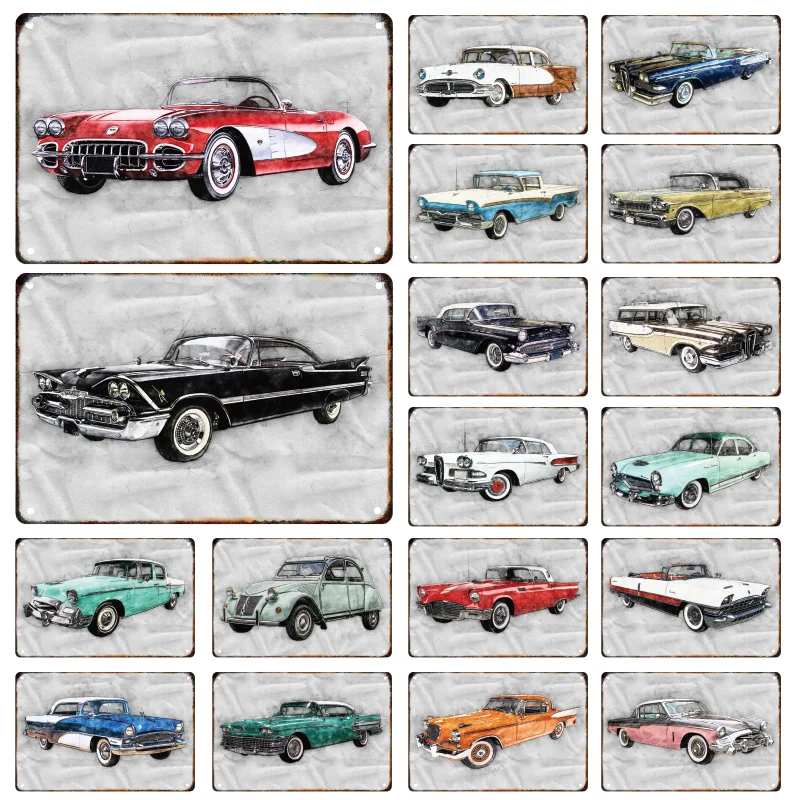 Vintage Old-Fashioned Car Metal Signage Tin Painting Car Poster Plaque Home Living Room Club Garage Wall Art Decorative Mural 
Vintage Old-Fashioned Car Metal Signage Tin Painting Car Poster Plaque Home Living Room Club Garage Wall Art Decorative Mural