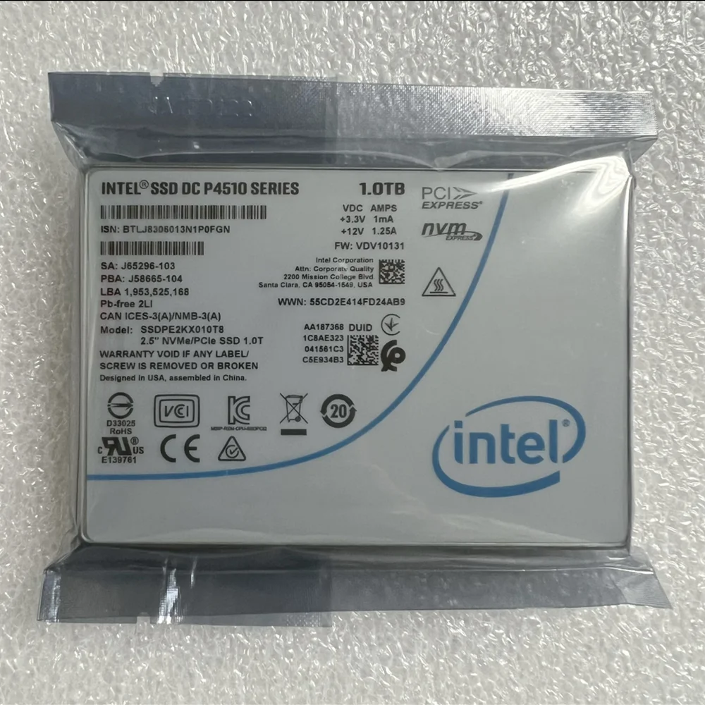 

Original DC P4510 Series SSD 4TB 2TB 1TB NVME U.2 2.5" Solid State Drive 3D TLC PCIe SSD SSDPE2KX040T8 SSDPE2KX020T8 Brand New