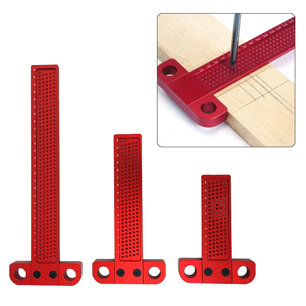

Woodworking Scribe 100-260mm T-type Ruler Hole Scribing ruler Aluminum alloy Line Drawing Marking Gauge DIY Measuring Tools