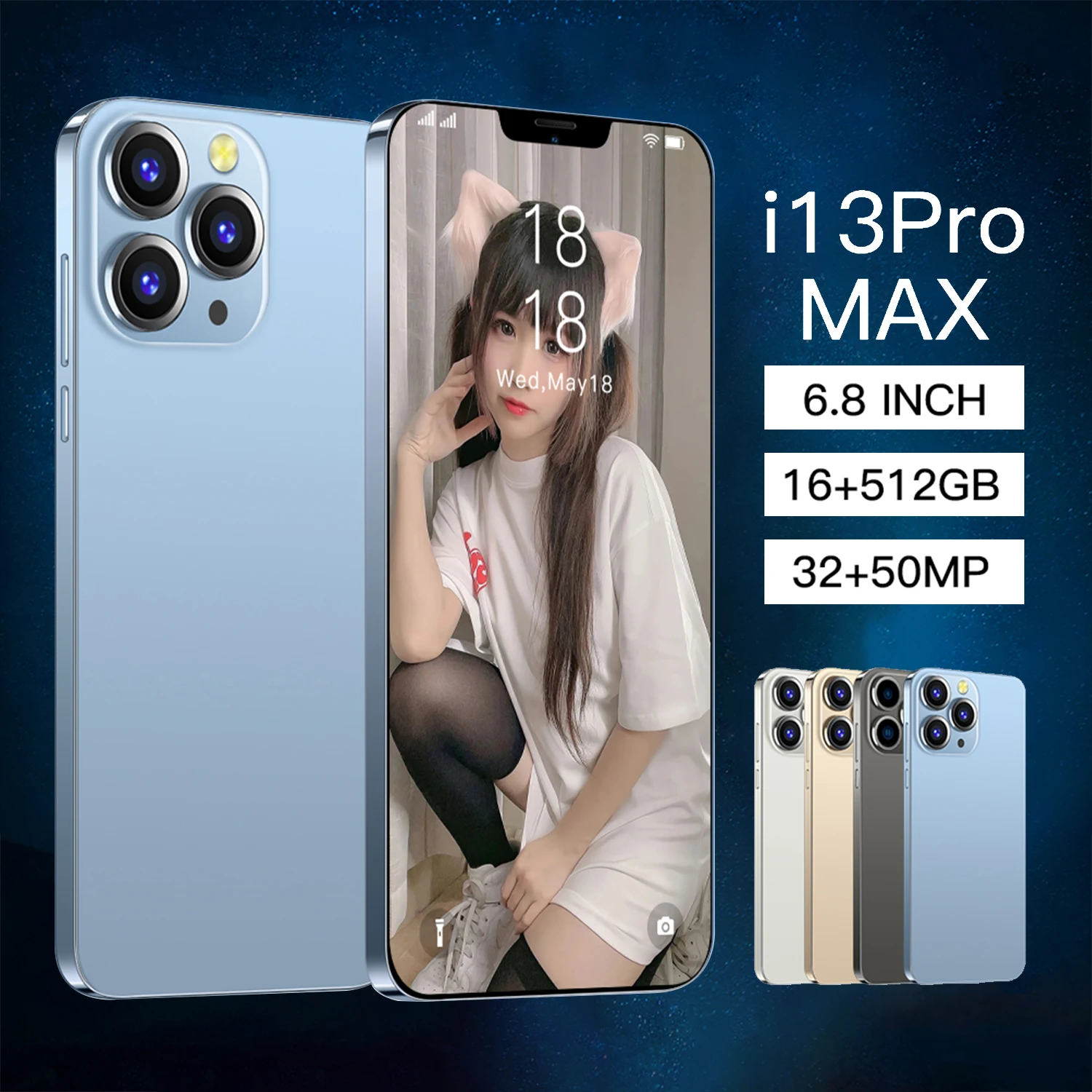 2022 New Global Smartphones i13 Pro Max 5G honeycomb Version 6.8Inch 32MP+50MP 16GB+512GB 6800mAh cellphone unlock game Phone
2022 New Global Smartphones i13 Pro Max 5G honeycomb Version 6.8Inch 32MP+50MP 16GB+512GB 6800mAh cellphone unlock game Phone