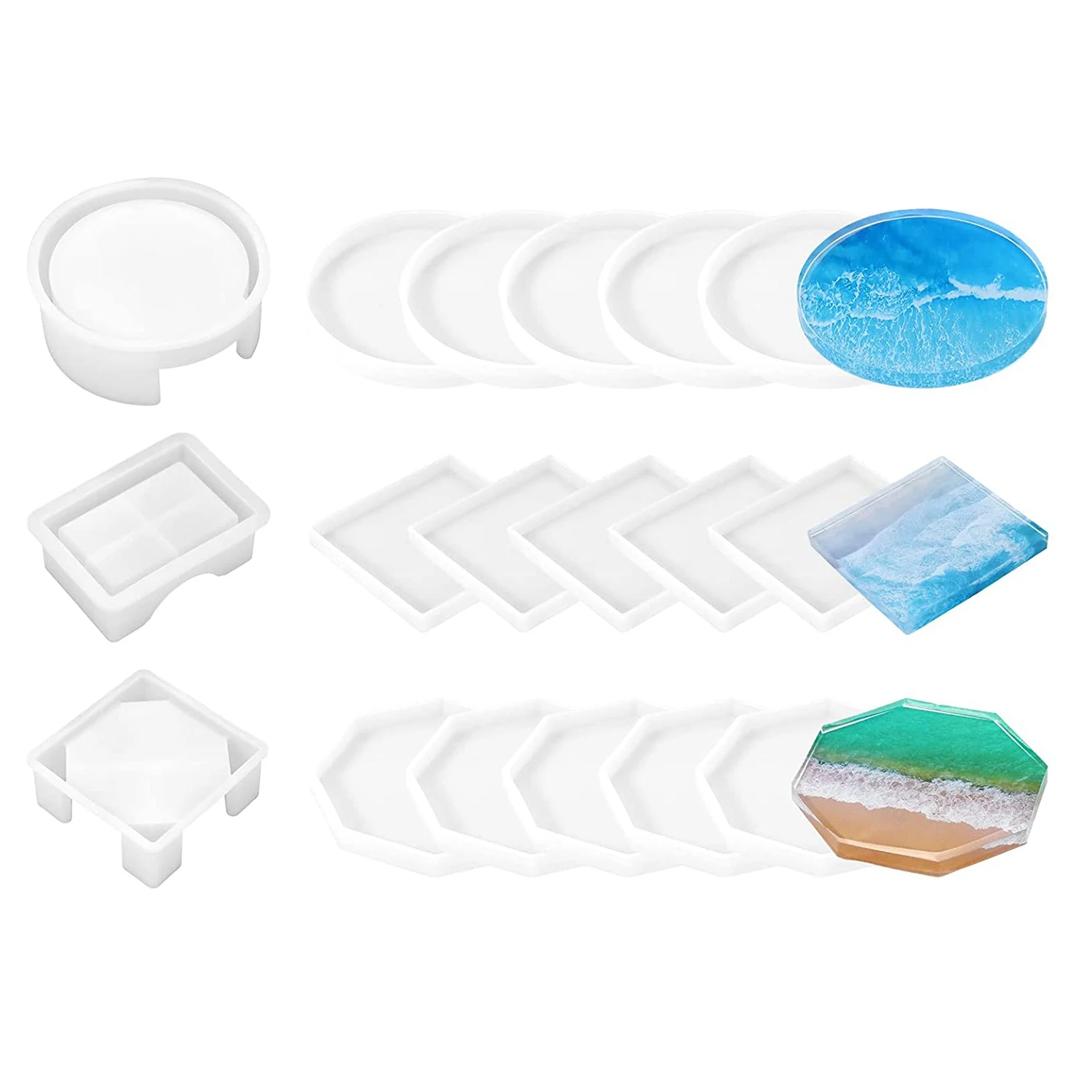 18 Pcs Resin Coaster Moulds, Epoxy Coaster Moulds with Storage Box Moulds for DIY Art Craft Coasters
18 Pcs Resin Coaster Moulds, Epoxy Coaster Moulds with Storage Box Moulds for DIY Art Craft Coasters