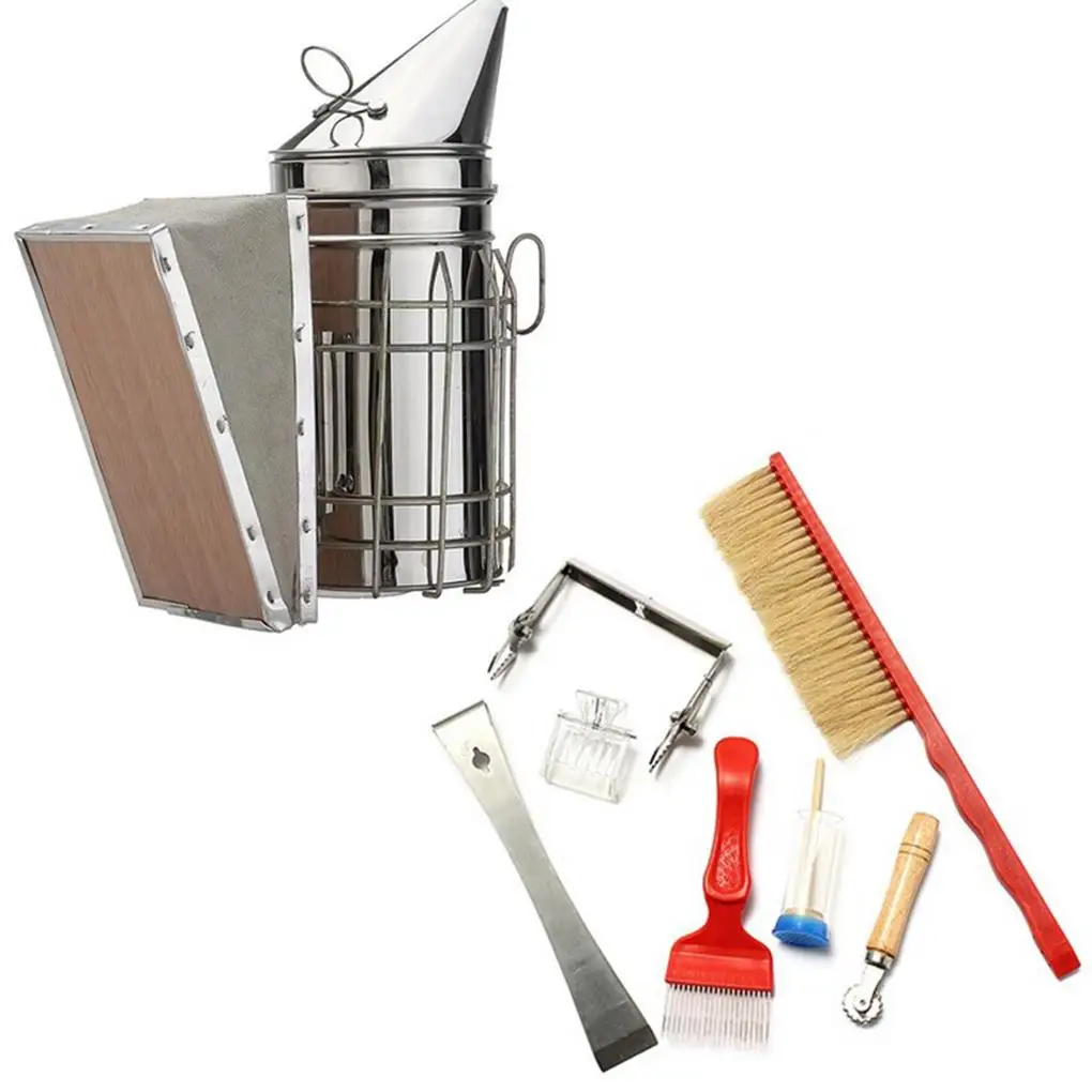 High Quality 8-in-1 Stainless Steel Beekeeping Tool Bee Hive Smoker Kit Heat Shield Scraper Equipment Tools Beekeeping Set 2020
High Quality 8-in-1 Stainless Steel Beekeeping Tool Bee Hive Smoker Kit Heat Shield Scraper Equipment Tools Beekeeping Set 2020