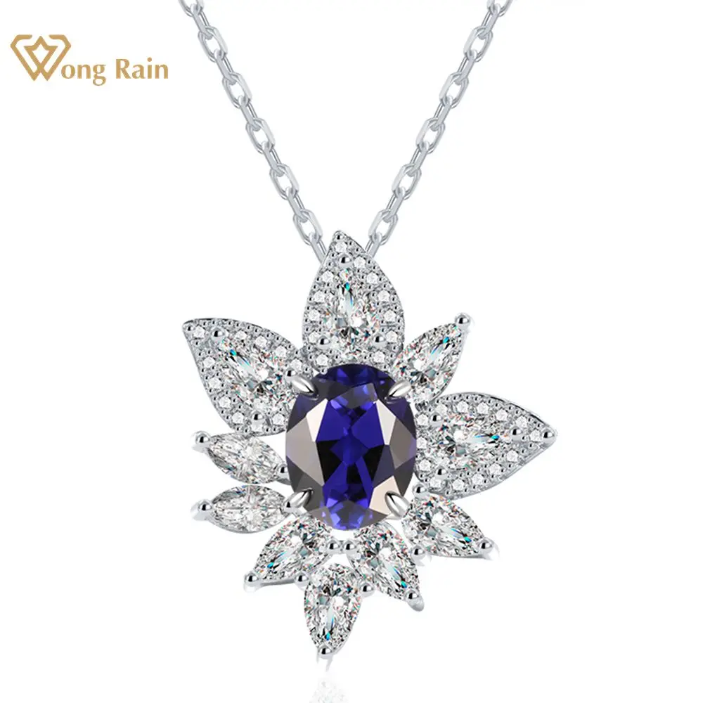Wong Rain 100% 925 Sterling Silver Oval Cut 7*9MM Sapphire Gemstone Fine Flower Pendant Necklace for Women Jewelry Free Shipping
Wong Rain 100% 925 Sterling Silver Oval Cut 7*9MM Sapphire Gemstone Fine Flower Pendant Necklace for Women Jewelry Free Shipping