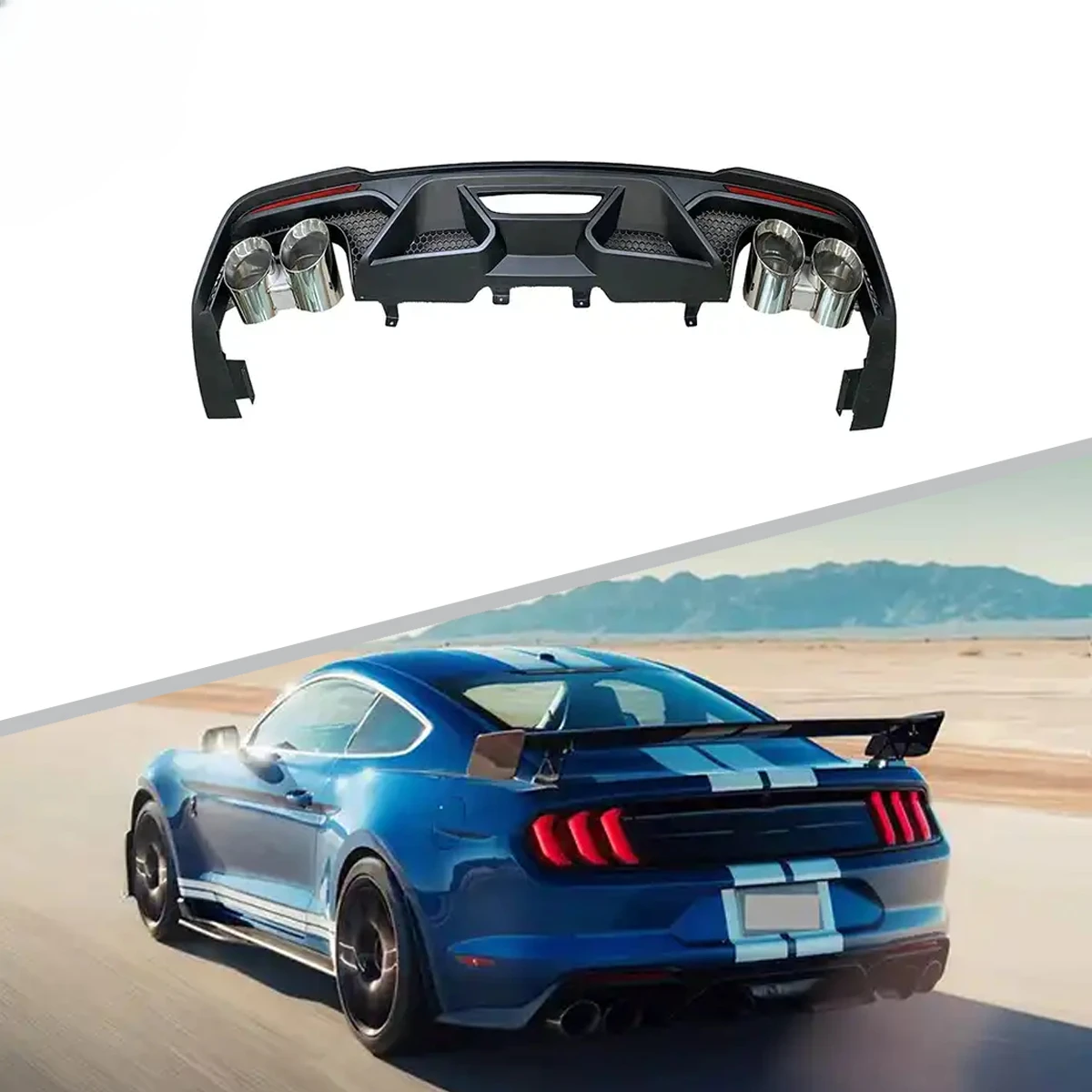 Стильная губа диффузора заднего бампера автомобиля GT500 из полипропилена для Mustang