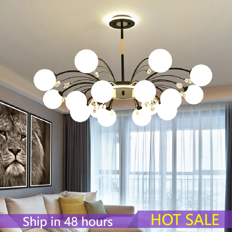 

Скандинавская люстра с стеклянным шариком, держатель лампы G9, черная и Золотая стеклянная лампа для гостиной, спальни, столовой, гостиной