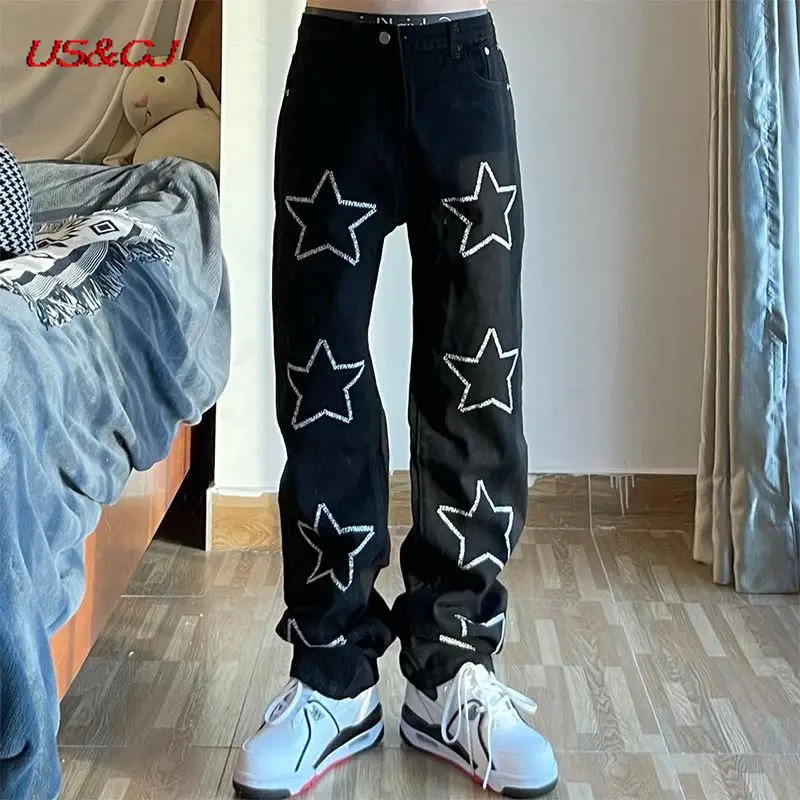 Fashion Five-Pointed Star Printed Jeans 2022 Spring Autumn Loose Straight Pants Casual Wide-Leg Pants Street Hip-Hop Floor Pants
Fashion Five-Pointed Star Printed Jeans 2022 Spring Autumn Loose Straight Pants Casual Wide-Leg Pants Street Hip-Hop Floor Pants