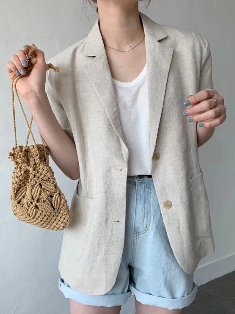 2022 Women's Blazer Suits Women's Cotton Linen Short-sleeved Coat Loose Casual Solid Color Top Blazers for Women Elegant Stylish
2022 Women's Blazer Suits Women's Cotton Linen Short-sleeved Coat Loose Casual Solid Color Top Blazers for Women Elegant Stylish