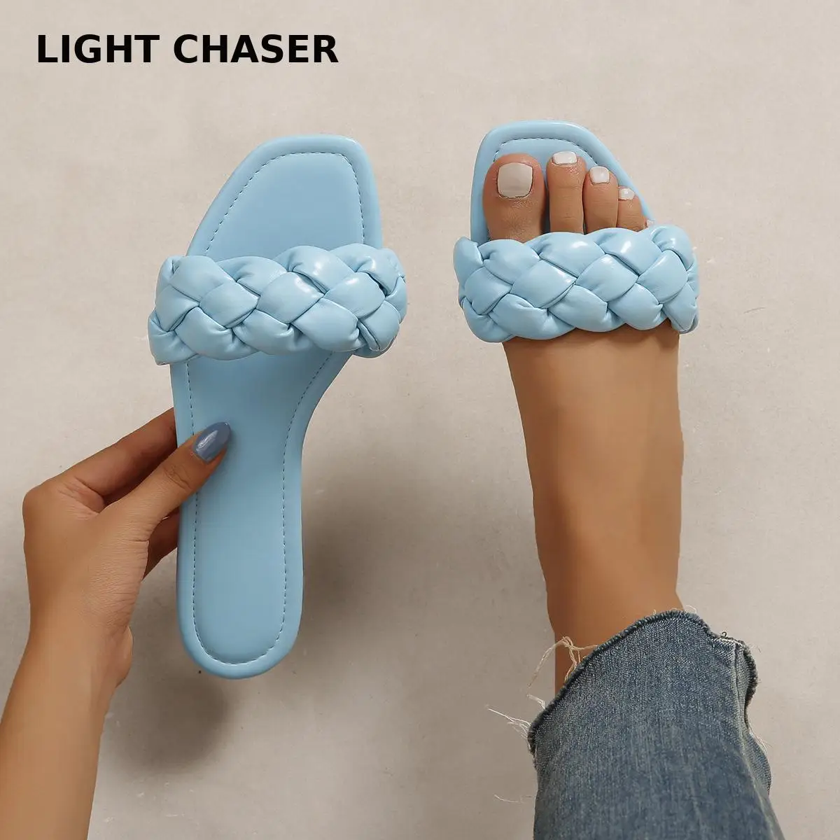 Women Temperament Slippers Braided Design Charm Open-toe Set Foot 2022 Vacation Beach Flat Sandals Casual Flip Flops Women Shoes
Women Temperament Slippers Braided Design Charm Open-toe Set Foot 2022 Vacation Beach Flat Sandals Casual Flip Flops Women Shoes