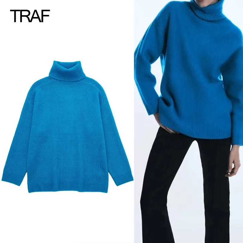 TRAF Blue Turtleneck Women Knitted Sweater Long Sleeve Woman Jumper Winter 2022 Oversized Knit Sweater For Women Pullover Jersey
TRAF Blue Turtleneck Women Knitted Sweater Long Sleeve Woman Jumper Winter 2022 Oversized Knit Sweater For Women Pullover Jersey