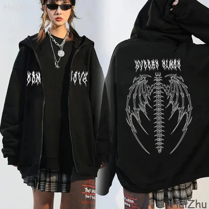 Y2K Streetwear Hoodie Tops Retro Gothic Oversized Skull Wing Evil Flame Print Cardigan Zipper Sweatshirt Men Women Jackets Coats
Y2K Streetwear Hoodie Tops Retro Gothic Oversized Skull Wing Evil Flame Print Cardigan Zipper Sweatshirt Men Women Jackets Coats