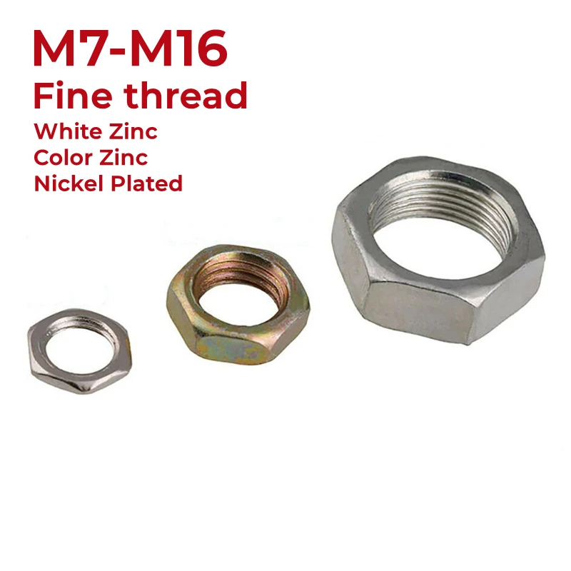 M7 M8 M9 M10 M12 M14 M16 Carbon Steel Fine Pitch Thread Hex Nuts Hexagon Thin Nut Lock Nuts White Zinc Color Zinc Nickel Plated
M7 M8 M9 M10 M12 M14 M16 Carbon Steel Fine Pitch Thread Hex Nuts Hexagon Thin Nut Lock Nuts White Zinc Color Zinc Nickel Plated