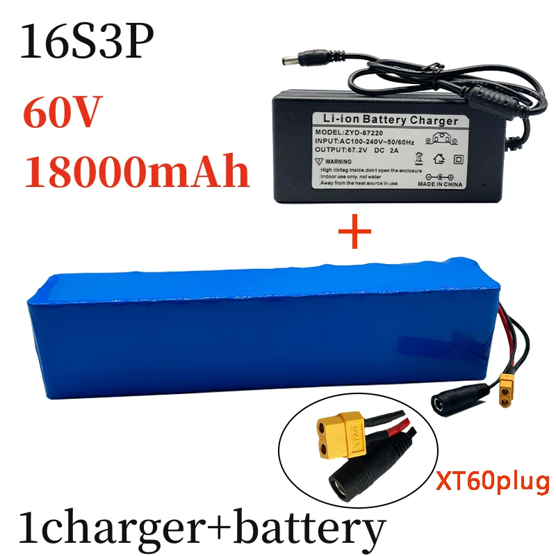 60V 18ah 18650 Lithium Batterij 16S 3P 1200W Elektrische Fiets 67.2V Elektrische Fiets, Batterij Met Bms Oplader +
60V 18ah 18650 Lithium Batterij 16S 3P 1200W Elektrische Fiets 67.2V Elektrische Fiets, Batterij Met Bms Oplader +