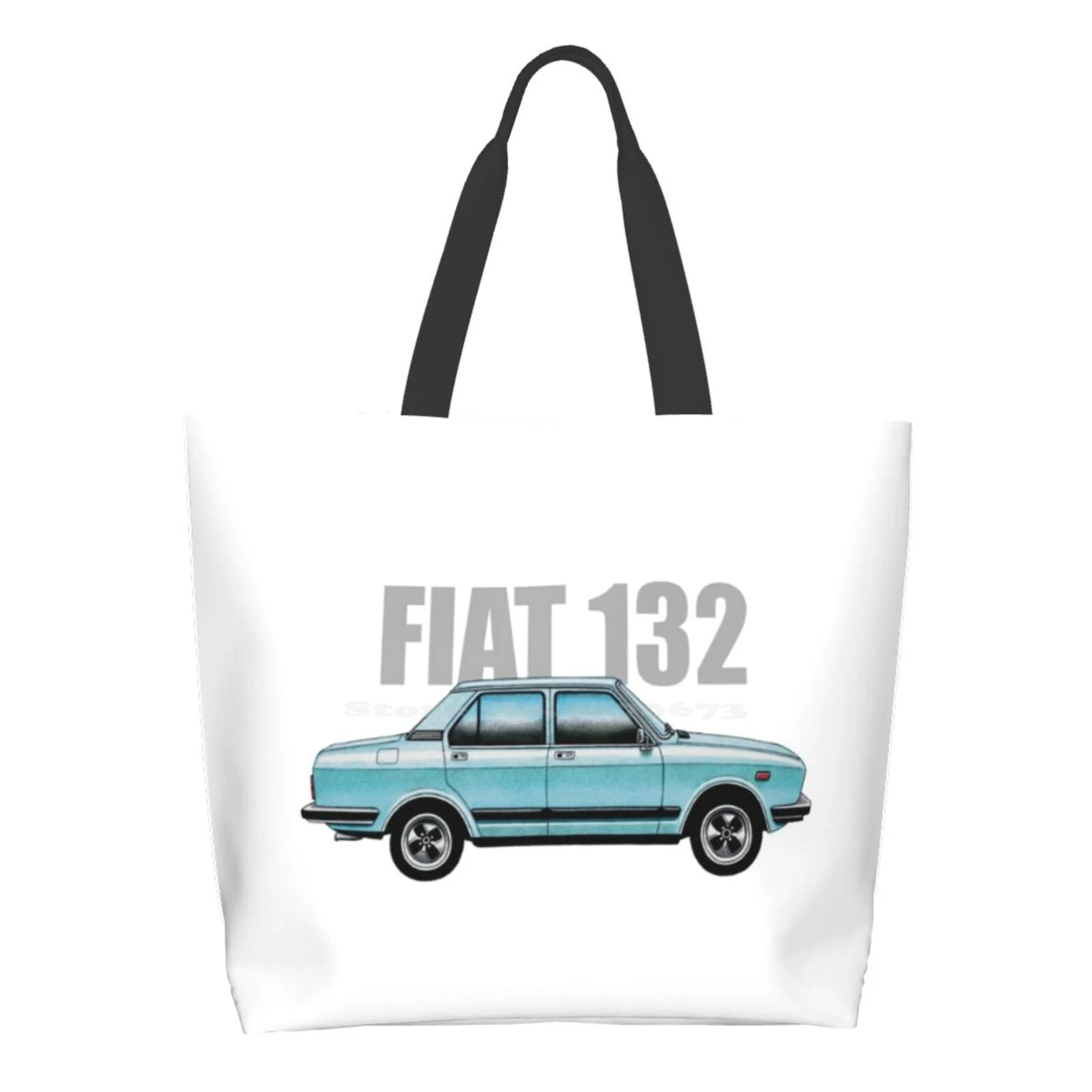 

Fiat 132 Saloon Illustration With Text High Quality Large Size Tote Bag Fiat 132 Seat Saloon Auto Automobile Car Cars Classica