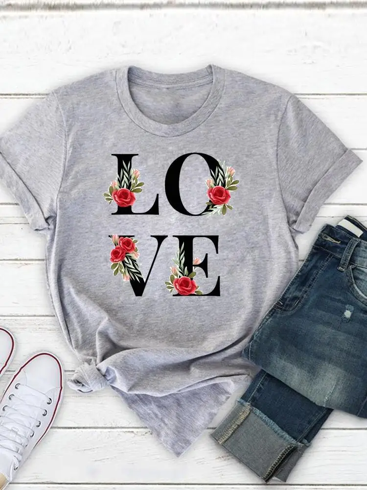 Love Flower Letter Graphic T-shirts Clothing Print Summer Fashion Women Tshirt Printing Short Sleeve Top Tee
Love Flower Letter Graphic T-shirts Clothing Print Summer Fashion Women Tshirt Printing Short Sleeve Top Tee