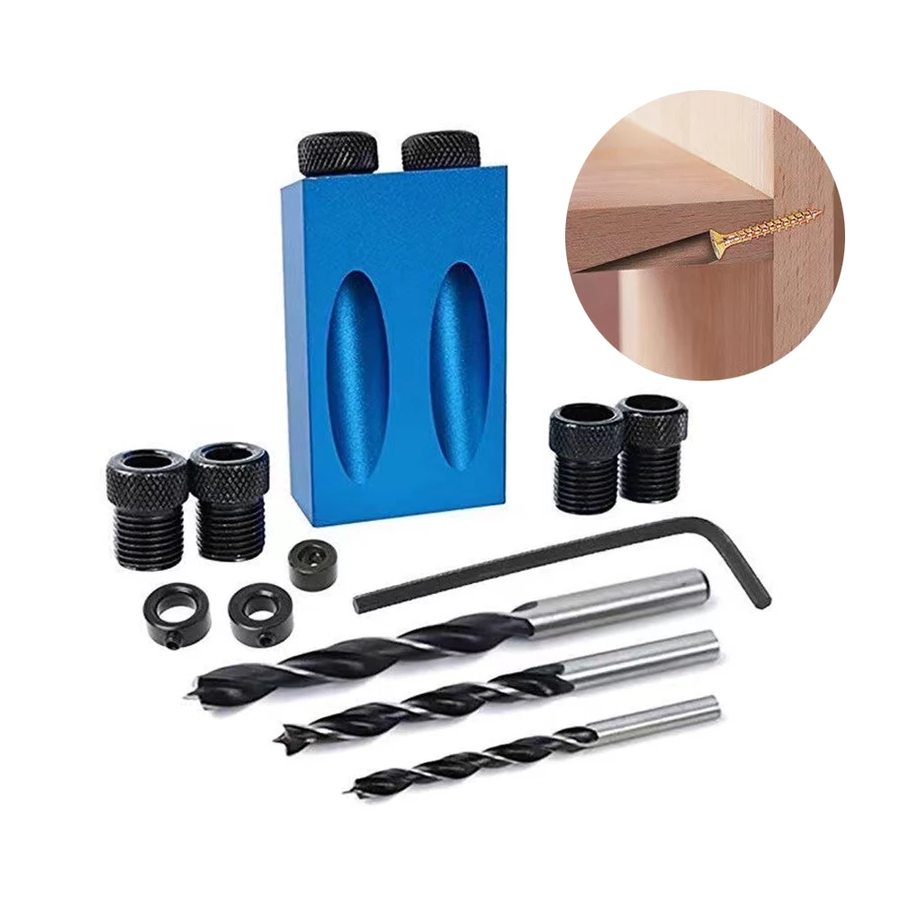 Woodworking Oblique Hole Locator Drill Bits Pocket Hole Jig Kit 15 Degree Angle Drill Guide Set Hole DIY Carpentry Tools
Woodworking Oblique Hole Locator Drill Bits Pocket Hole Jig Kit 15 Degree Angle Drill Guide Set Hole DIY Carpentry Tools