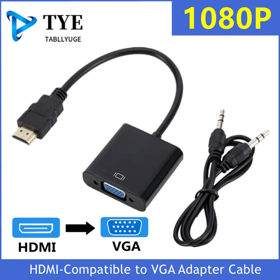 YIGETOHDE HDMI-Compatible to VGA Adapter Cable Male To Female HD TO VGA Converter 1080P Digital to Analog Video Audio For Laptop
YIGETOHDE HDMI-Compatible to VGA Adapter Cable Male To Female HD TO VGA Converter 1080P Digital to Analog Video Audio For Laptop