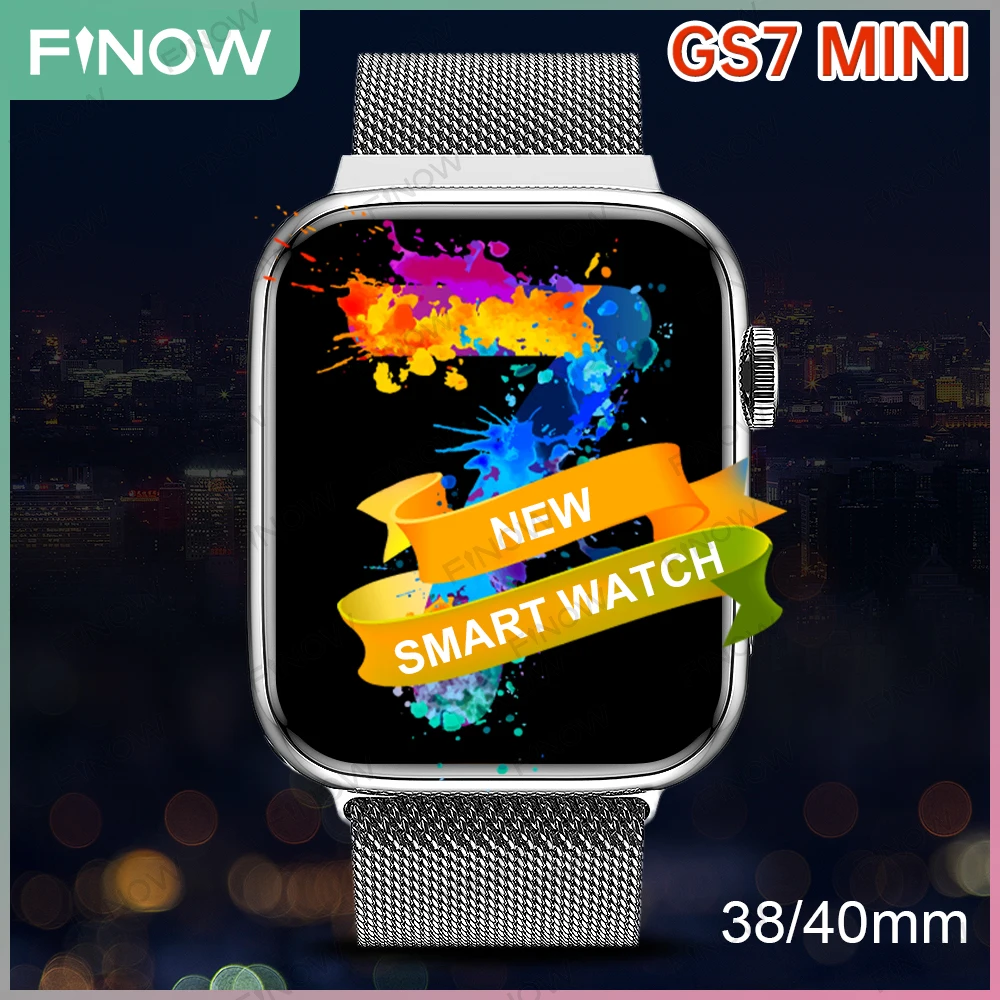 

2022 Finow GS7 MINI Smartwatch reloj hombre Series 7 320*380 DIY Face Alipay relogio masculino Smart Watch Men Pk IWO DT7 X8 Max