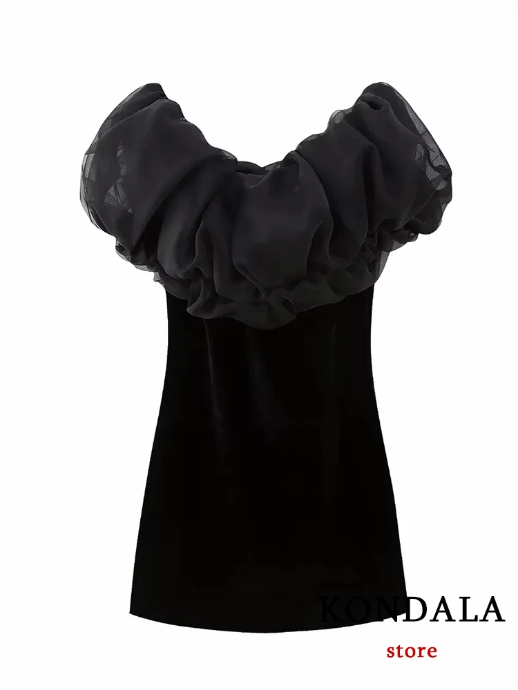 KONDALA Chic Sexy Solid Black Velvet Mini Women Dress Slash Neck Puff Sleeve Night Party Dress Fashion 2022 Elegant Vestiidos 
KONDALA Chic Sexy Solid Black Velvet Mini Women Dress Slash Neck Puff Sleeve Night Party Dress Fashion 2022 Elegant Vestiidos