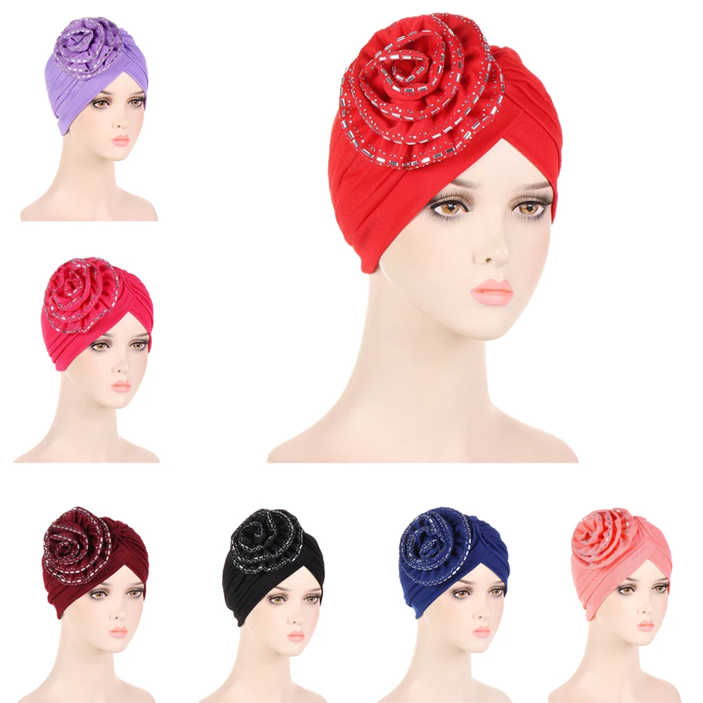 

Indian Flower Women Muslim Hijab Chemo Caps Islamic Hair Loss Hat Bonnet Cancer Underscarf Turban Headwrap Femme Headscarf Mujer