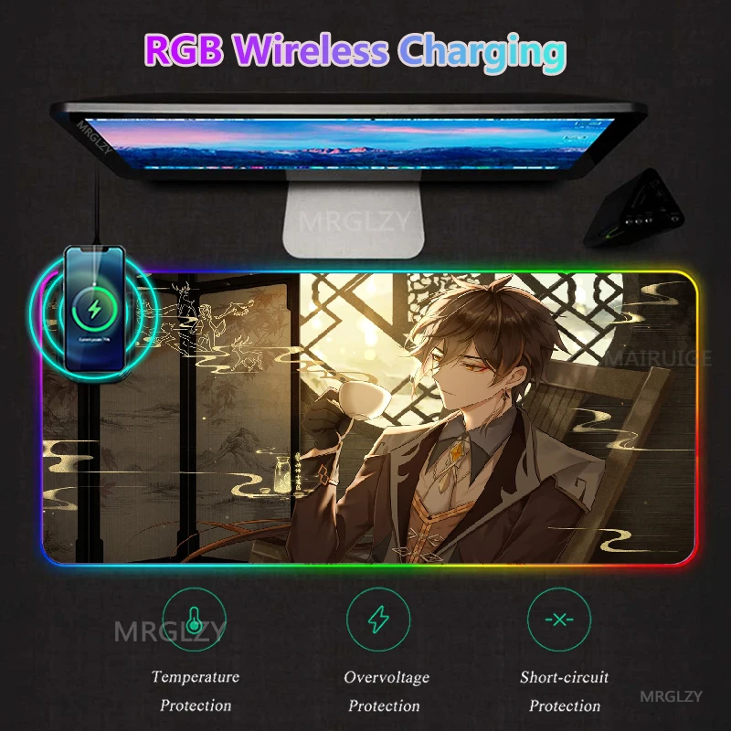 Игровой коврик для мыши Genshin Impact RGB светодиодный Typec, настольные коврики Zhongli, большой коврик для мыши с беспроводной зарядкой, коврики, коври...
Игровой коврик для мыши Genshin Impact RGB светодиодный Typec, настольные коврики Zhongli, большой коврик для мыши с беспроводной зарядкой, коврики, коври...